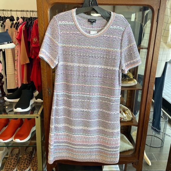 Chanel Short Sleeve Knit Crew Shift Dress - Picture 6 of 14